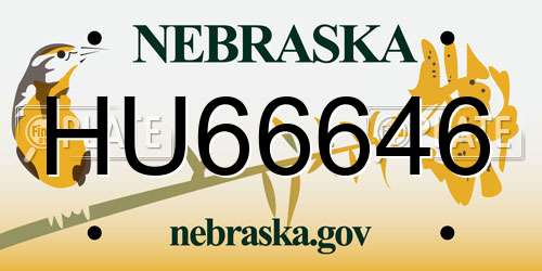 HU66646 Nebraska License Plate