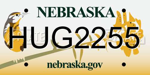 HUG2255 Nebraska License Plate