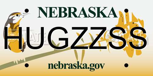 HUGZZSS Nebraska License Plate
