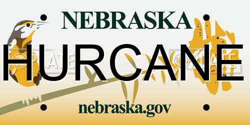 HURCANE Nebraska License Plate