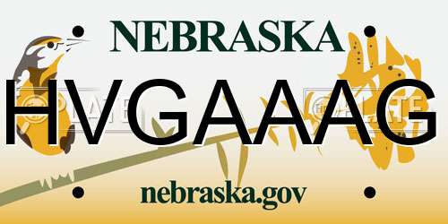 HVGAAAG Nebraska License Plate