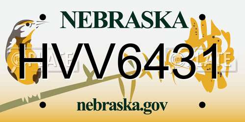 HVV6431 Nebraska License Plate