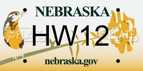 HW12 Nebraska License Plate
