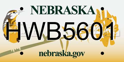HWB5601 Nebraska License Plate