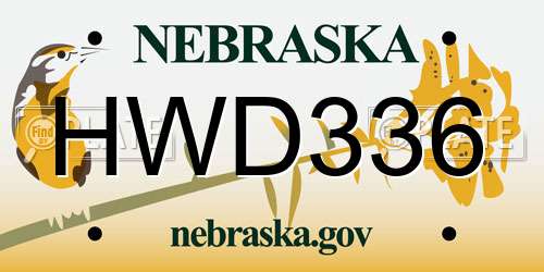 HWD336 Nebraska License Plate