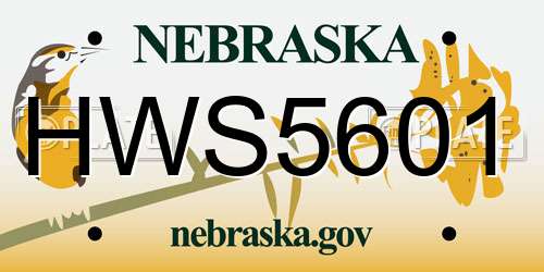 HWS5601 Nebraska License Plate