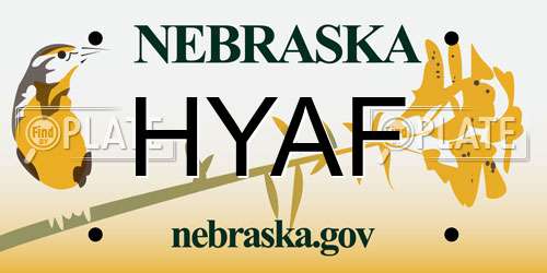 HYAF Nebraska License Plate