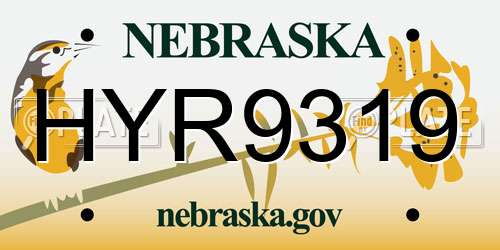 HYR9319 Nebraska License Plate
