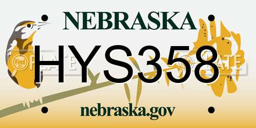 HYS358 Nebraska License Plate