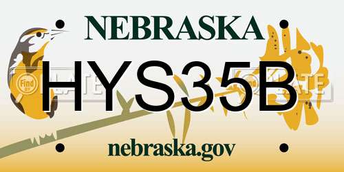 HYS35B Nebraska License Plate