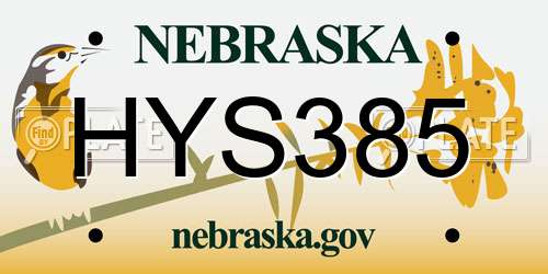 HYS385 Nebraska License Plate