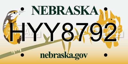 HYY8792 Nebraska License Plate
