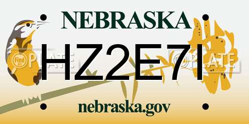 HZ2E7I Nebraska License Plate