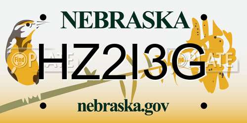 HZ2I3G Nebraska License Plate
