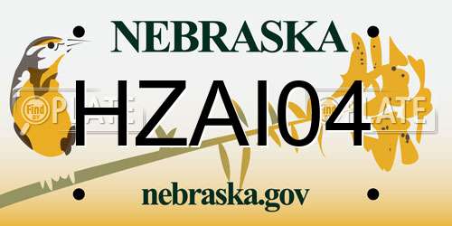 HZAI04 Nebraska License Plate