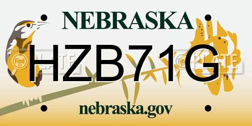 HZB71G Nebraska License Plate