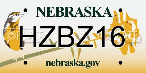 HZBZ16 Nebraska License Plate