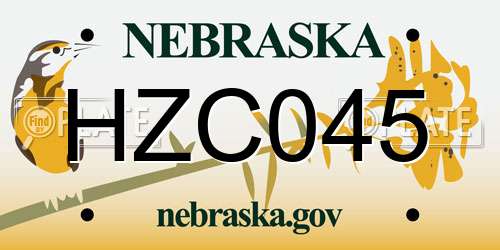 HZC045 Nebraska License Plate