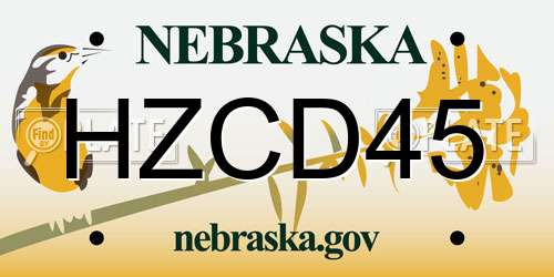 HZCD45 Nebraska License Plate