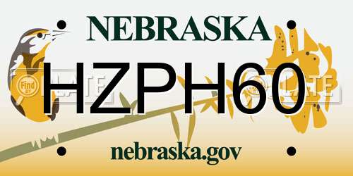 HZPH60 Nebraska License Plate