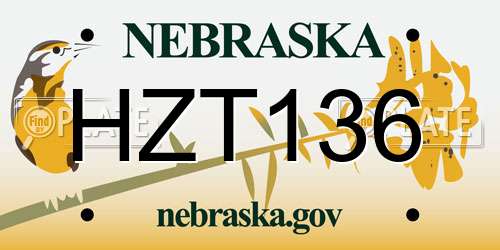 HZT136 Nebraska License Plate