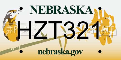 HZT321 Nebraska License Plate