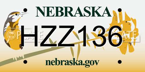 HZZ136 Nebraska License Plate