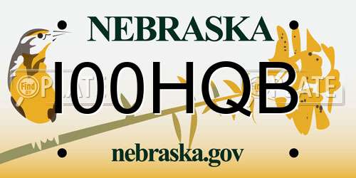 I00HQB Nebraska License Plate