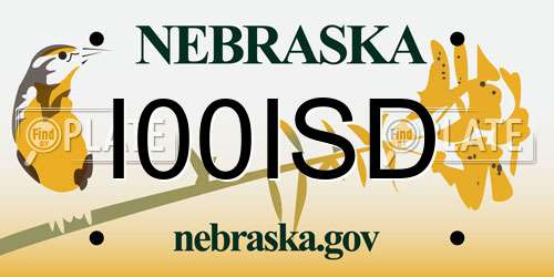 I00ISD Nebraska License Plate