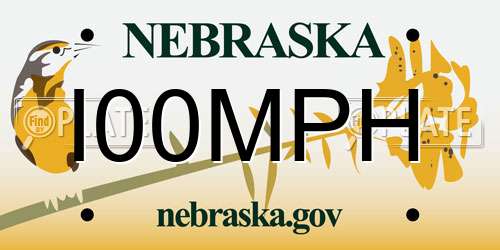 I00MPH Nebraska License Plate