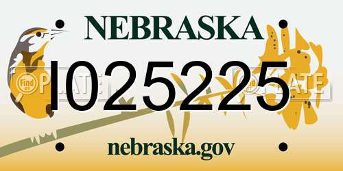 I025225 Nebraska License Plate