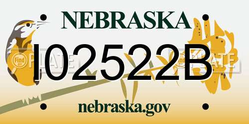 I02522B Nebraska License Plate