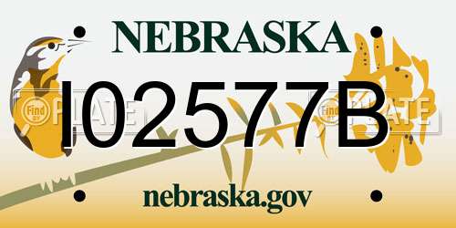 I02577B Nebraska License Plate