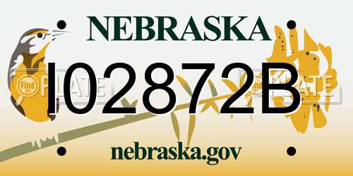 I02872B Nebraska License Plate