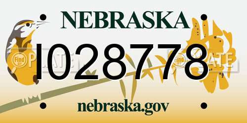 I028778 Nebraska License Plate