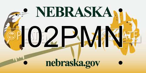 I02PMN Nebraska License Plate