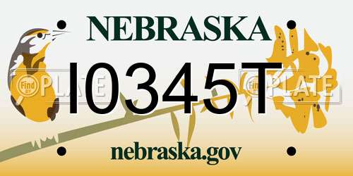 I0345T Nebraska License Plate
