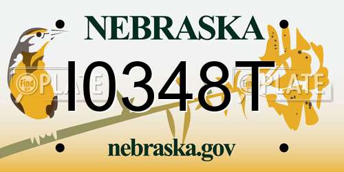 I0348T Nebraska License Plate