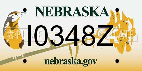 I0348Z Nebraska License Plate