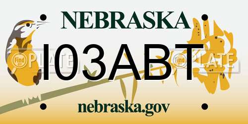 I03ABT Nebraska License Plate