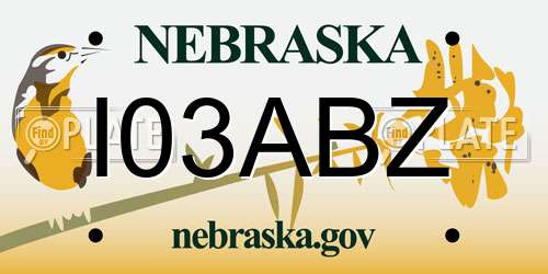 I03ABZ Nebraska License Plate