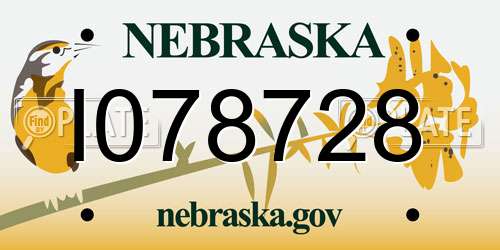 I078728 Nebraska License Plate