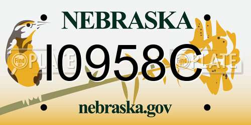 I0958C Nebraska License Plate