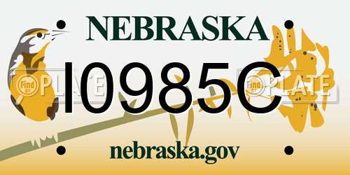 I0985C Nebraska License Plate