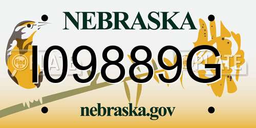 I09889G Nebraska License Plate
