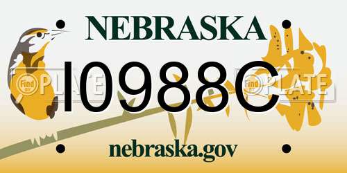 I0988C Nebraska License Plate