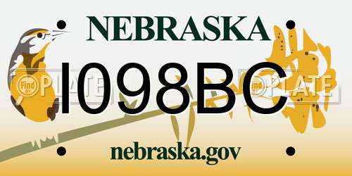 I098BC Nebraska License Plate
