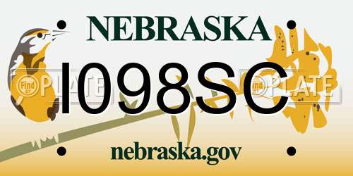 I098SC Nebraska License Plate