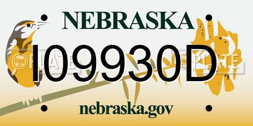 I09930D Nebraska License Plate