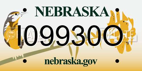 I09930O Nebraska License Plate